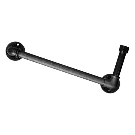 Cast iron and steel wall shelf frame, retaining bar on the right, without books
