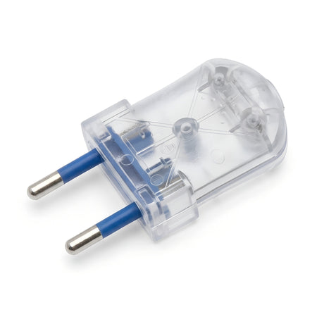 Straight electrical plug, small model for lamps — Clear