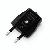 European 2-pole electrical plug with axial cable exit — Black