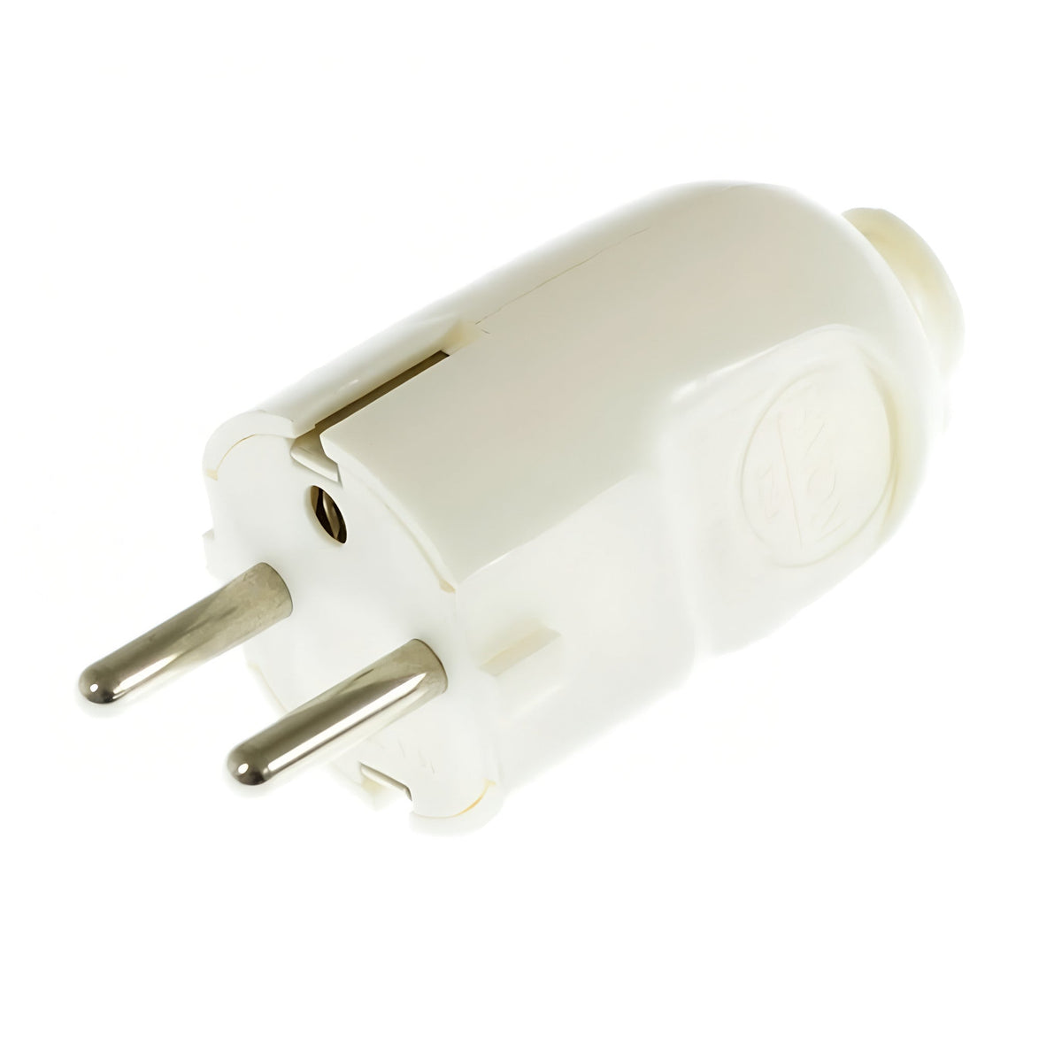 Straight Schuko plug for light fitting — White