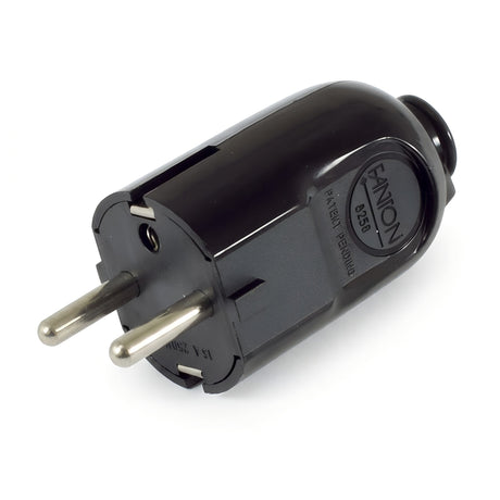 Straight Schuko plug for light fitting — Black