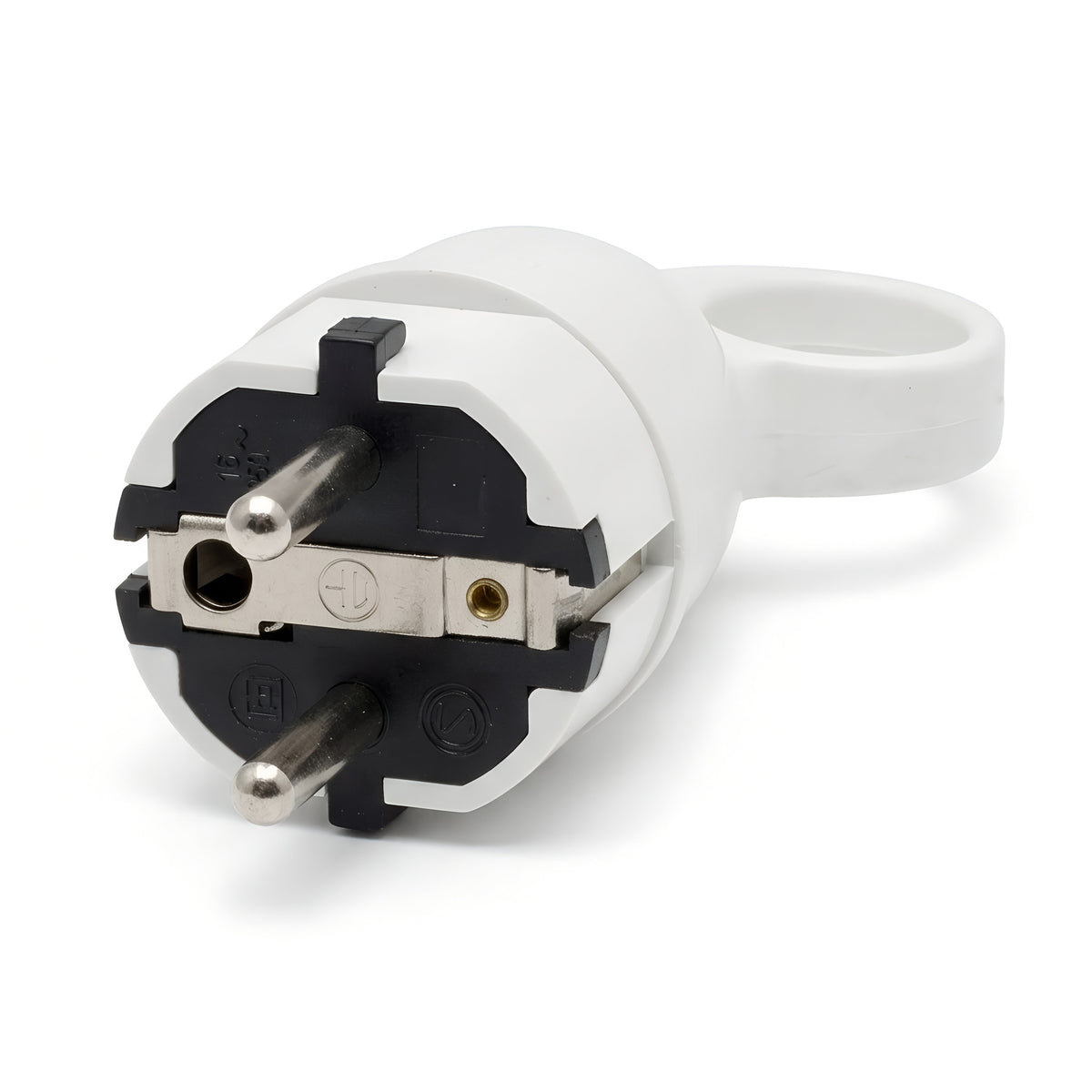 Schuko male plug with pull-out ring — White