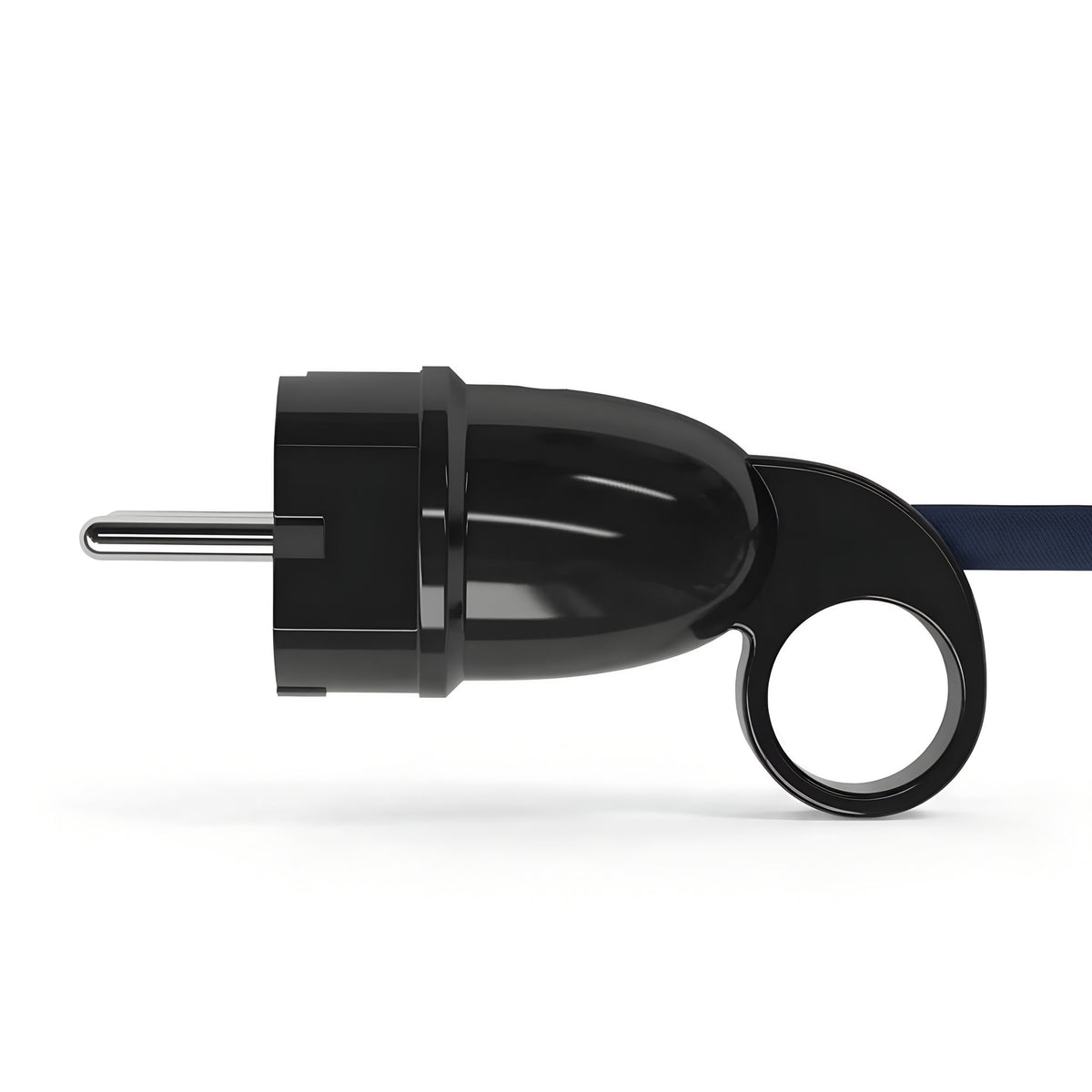 Schuko male plug with pull-out ring — Black