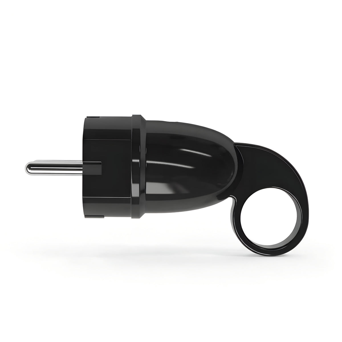 Schuko male plug with pull-out ring — Black
