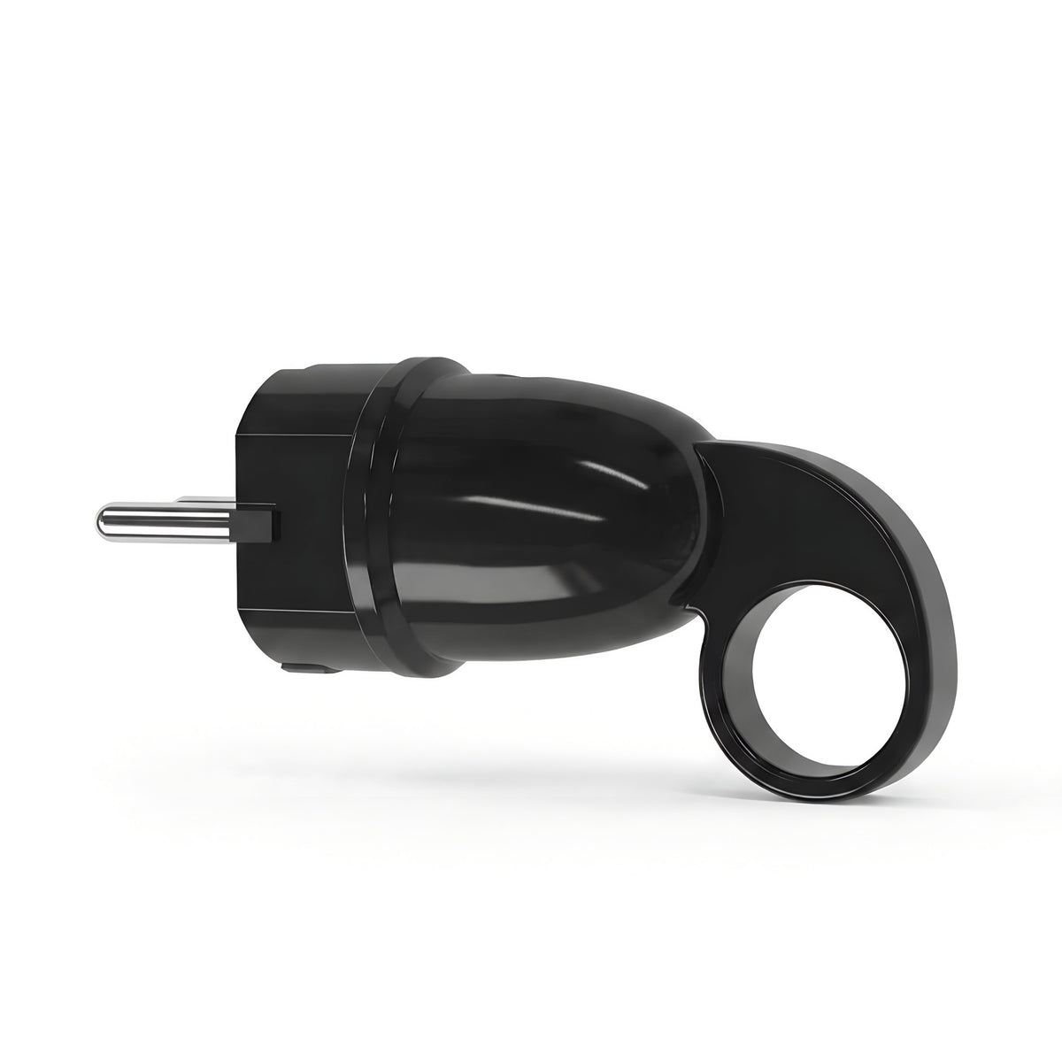 Schuko male plug with pull-out ring — Black
