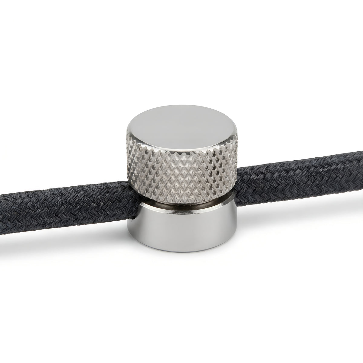 Metal wall-mount cable clip for fabric cable — Chrome