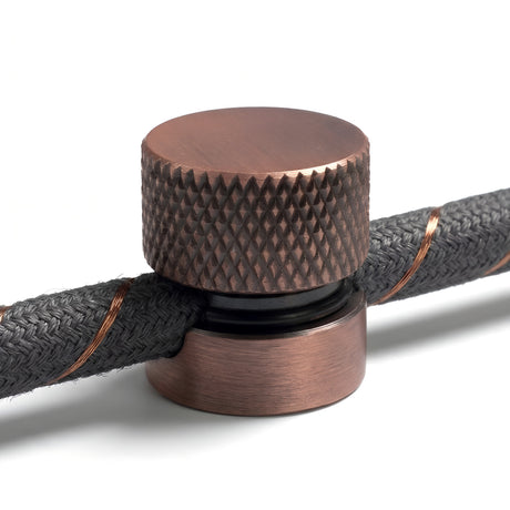 Metal wall-mount cable clip for fabric cable — Satin copper