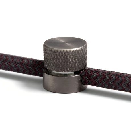 Metal wall-mount cable clip for fabric cable — Satin titanium