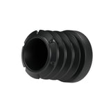 Black plastic insert for female fitting 1/2″ 15x21, bottom view: hollow body and fins