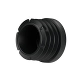 Black plastic insert for female fitting 1″ 26x34, bottom view: hollow body and fins