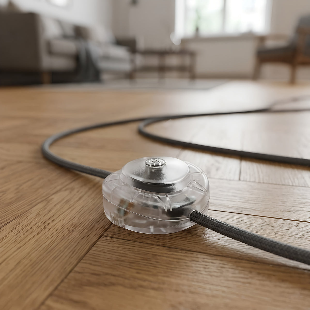 Round single-pole foot switch for floor lamp — Transparent
