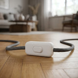 Double-pole inline rocker switch for lamp cord — White