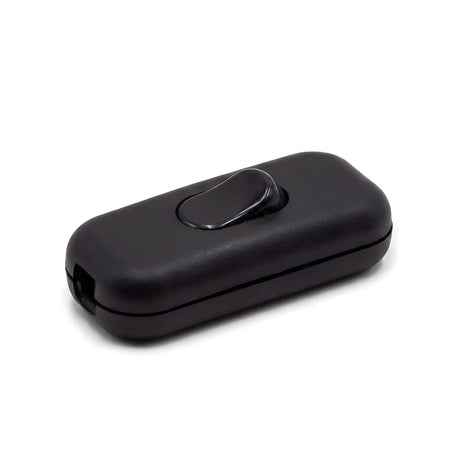 Double-pole inline rocker switch for lamp cord — Black
