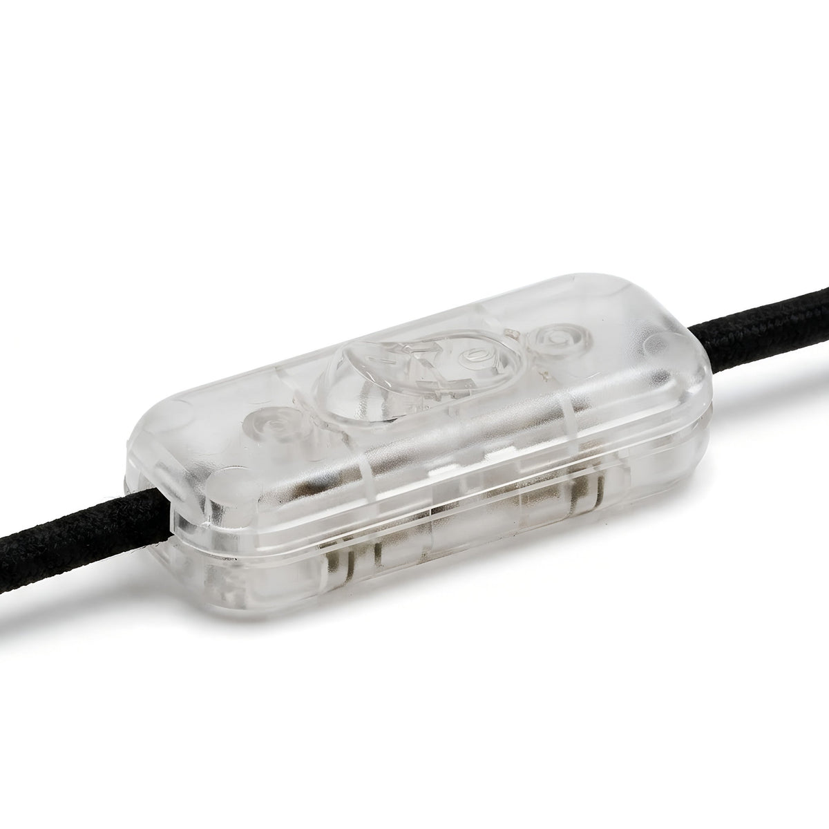 Double-pole inline rocker switch for lamp cord — Clear