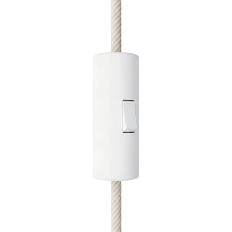 Cylindrical single-pole rocker switch with earth terminal — White