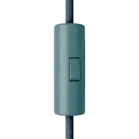 Cylindrical single-pole rocker switch with earth terminal — Petrol blue