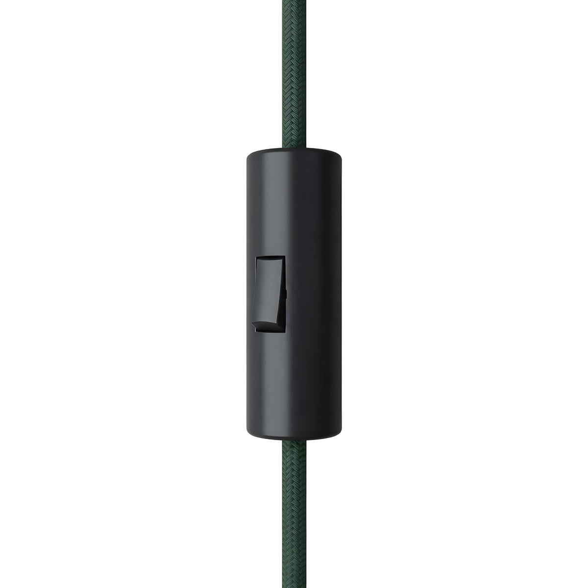 Cylindrical single-pole rocker switch with earth terminal — Black