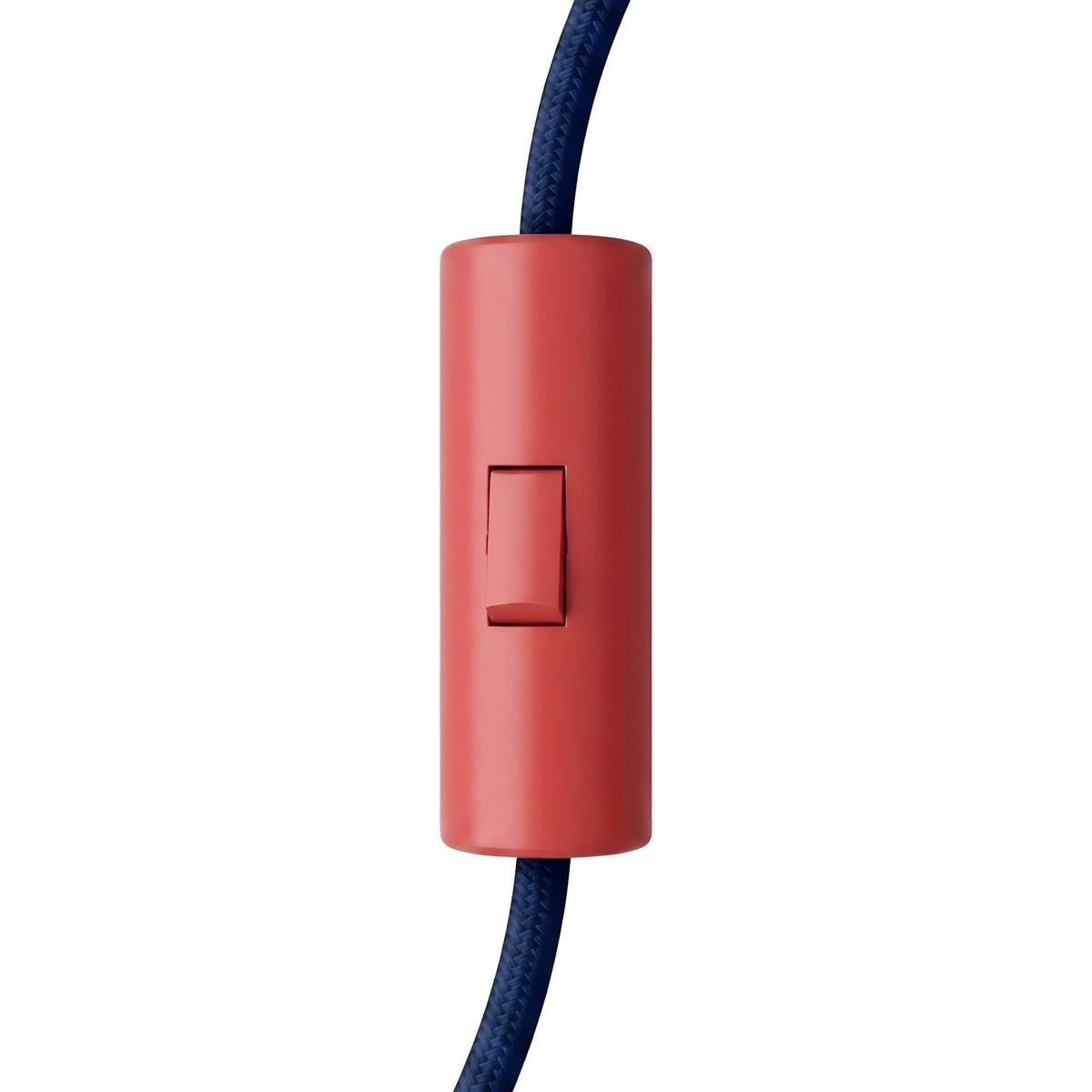 Cylindrical single-pole rocker switch with earth terminal — Red