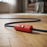 Cylindrical single-pole rocker switch with earth terminal — Red