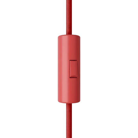 Cylindrical single-pole rocker switch with earth terminal — Red