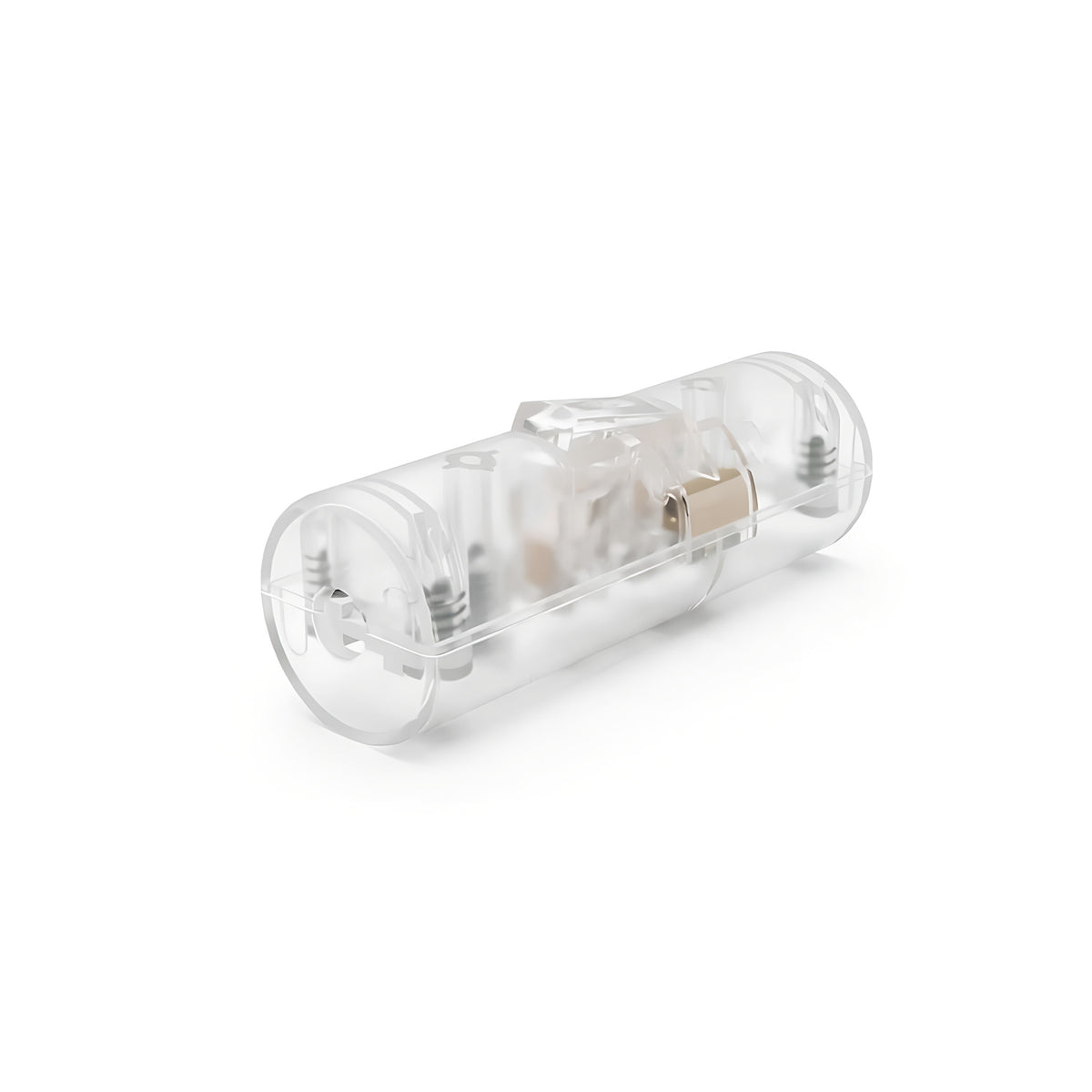 Cylindrical single-pole rocker switch with earth terminal — Transparent