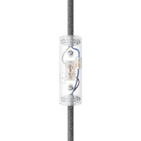 Cylindrical single-pole rocker switch with earth terminal — Transparent