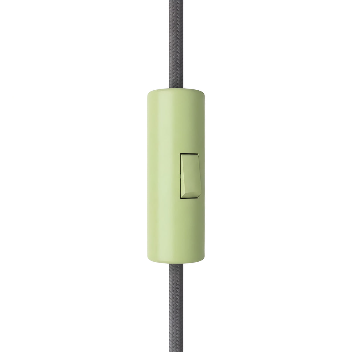 Cylindrical single-pole rocker switch with earth terminal — Meadow green