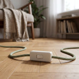 Single-pole inline cord rocker switch for lamp cable — White
