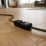 Single-pole inline cord rocker switch for lamp cable — Black