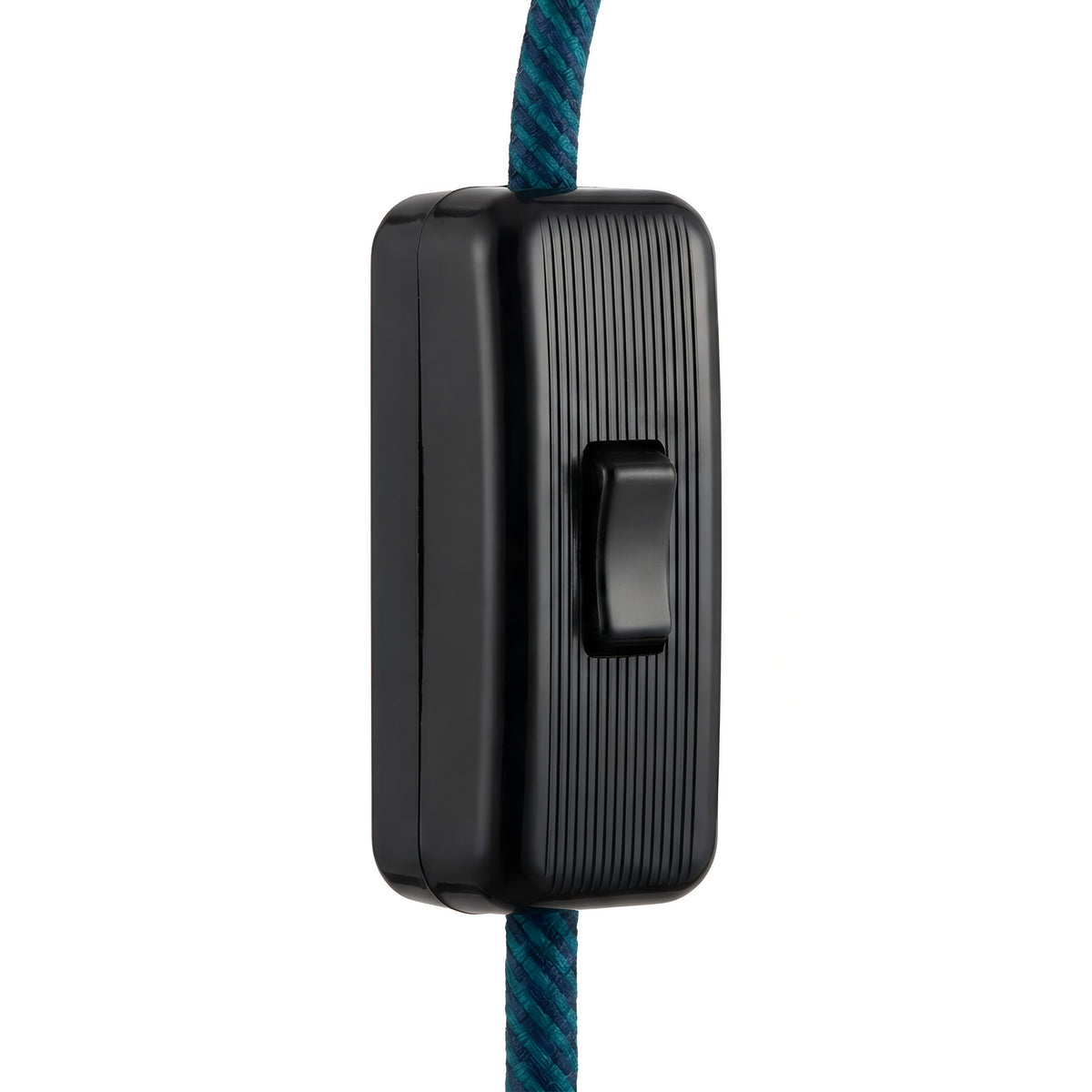 Single-pole inline cord rocker switch for lamp cable — Black