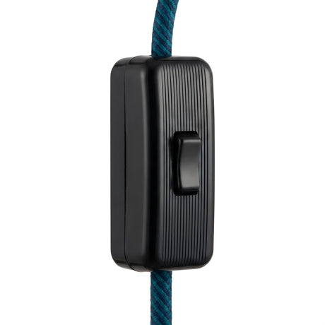 Single-pole inline cord rocker switch for lamp cable — Black