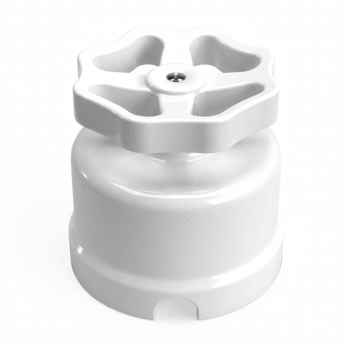 Porcelain two-way switch with a knob — White / White