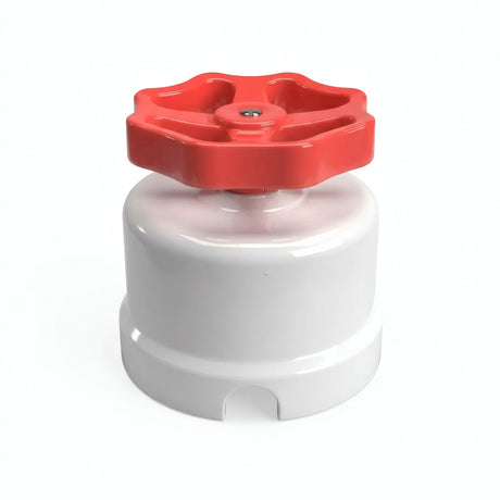 Porcelain two-way switch with a knob — White / Red