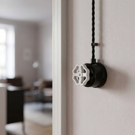 Porcelain two-way switch with a knob — Black / White