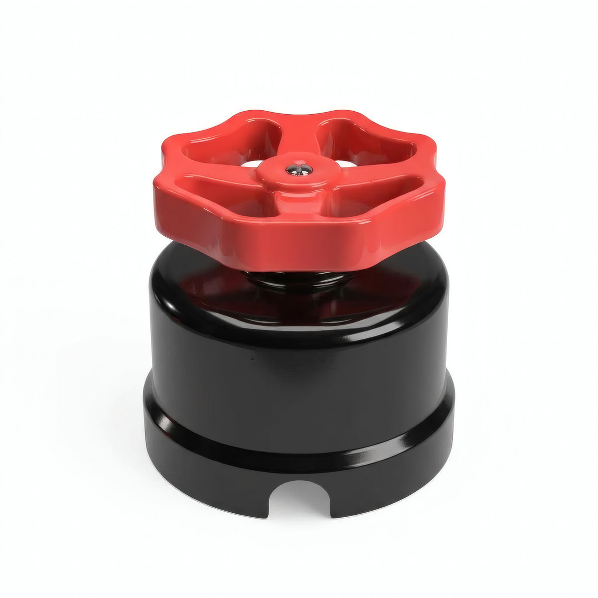 Porcelain two-way switch with a knob — Black / Red