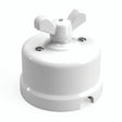 Porcelain two-way switch with a butterfly nut — White / White