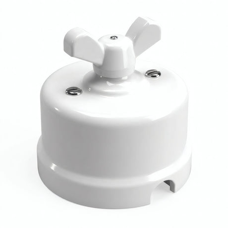Porcelain two-way switch with a butterfly nut — White / White