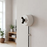 Porcelain two-way switch with a butterfly nut — White / Black