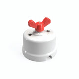 Porcelain two-way switch with a butterfly nut — White / Red