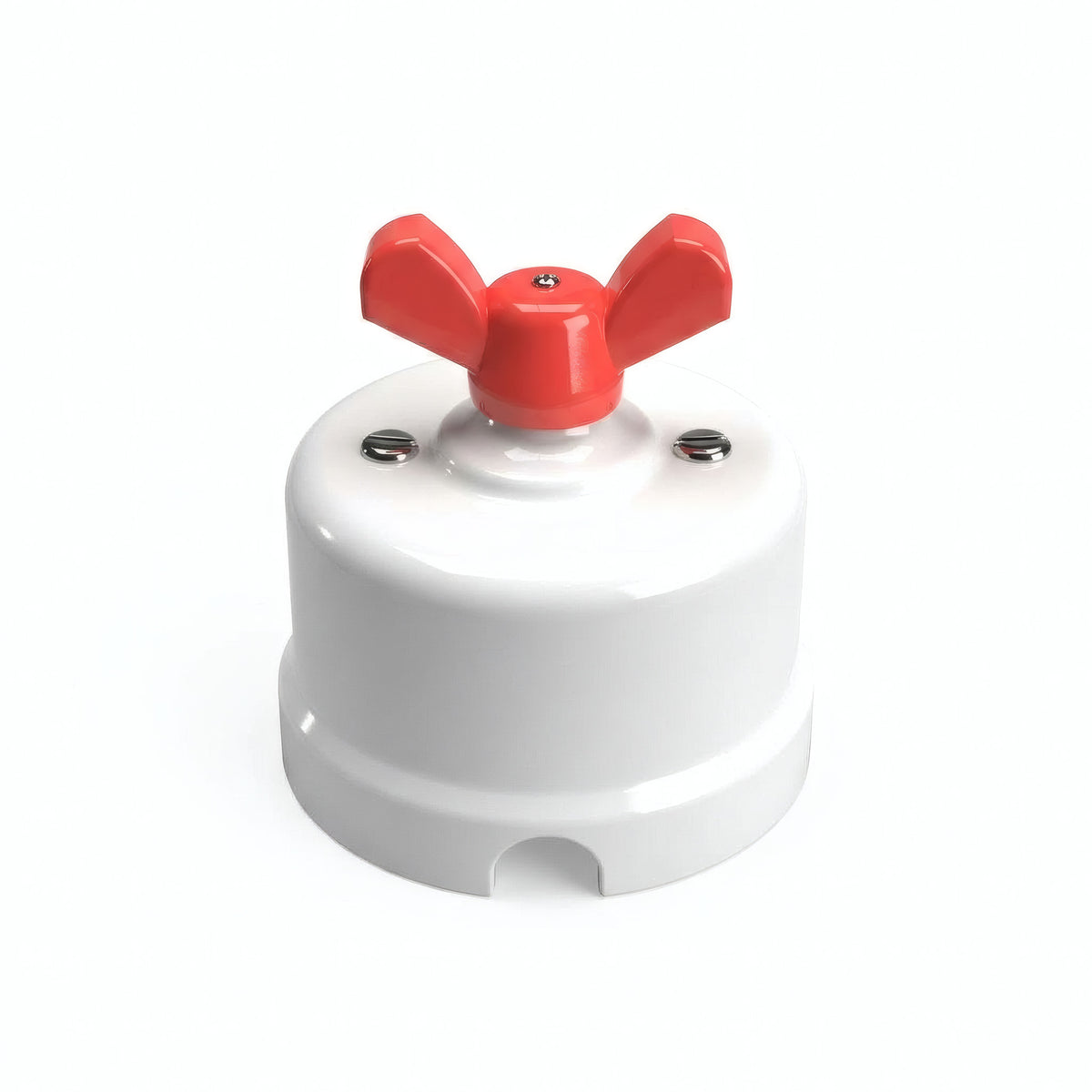 Porcelain two-way switch with a butterfly nut — White / Red