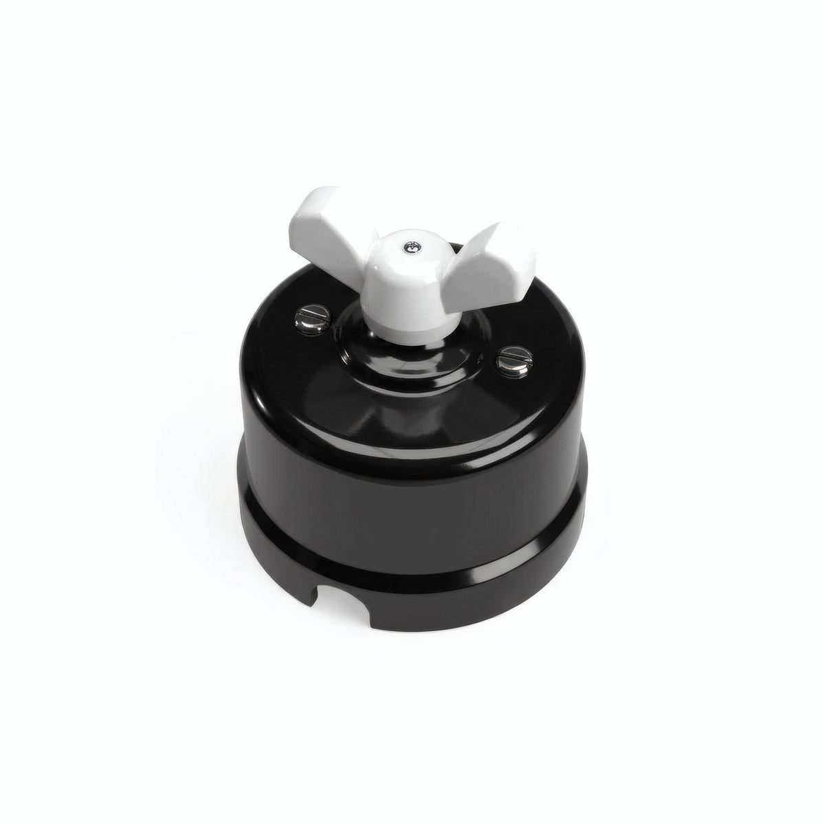 Porcelain two-way switch with a butterfly nut — Black / White
