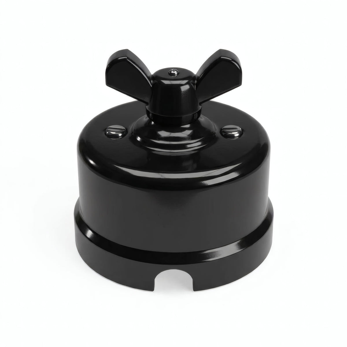 Porcelain two-way switch with a butterfly nut — Black / Black
