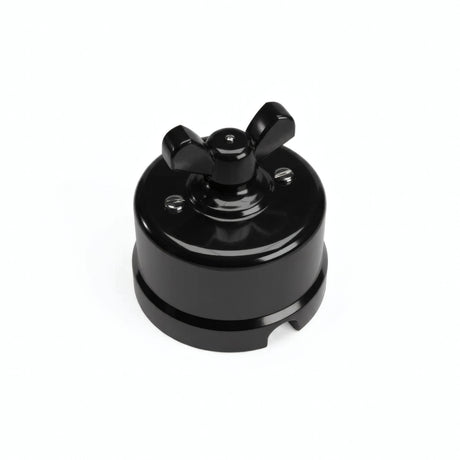 Porcelain two-way switch with a butterfly nut — Black / Black