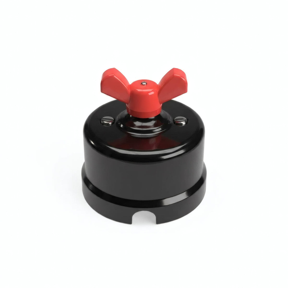 Porcelain two-way switch with a butterfly nut — Black / Red