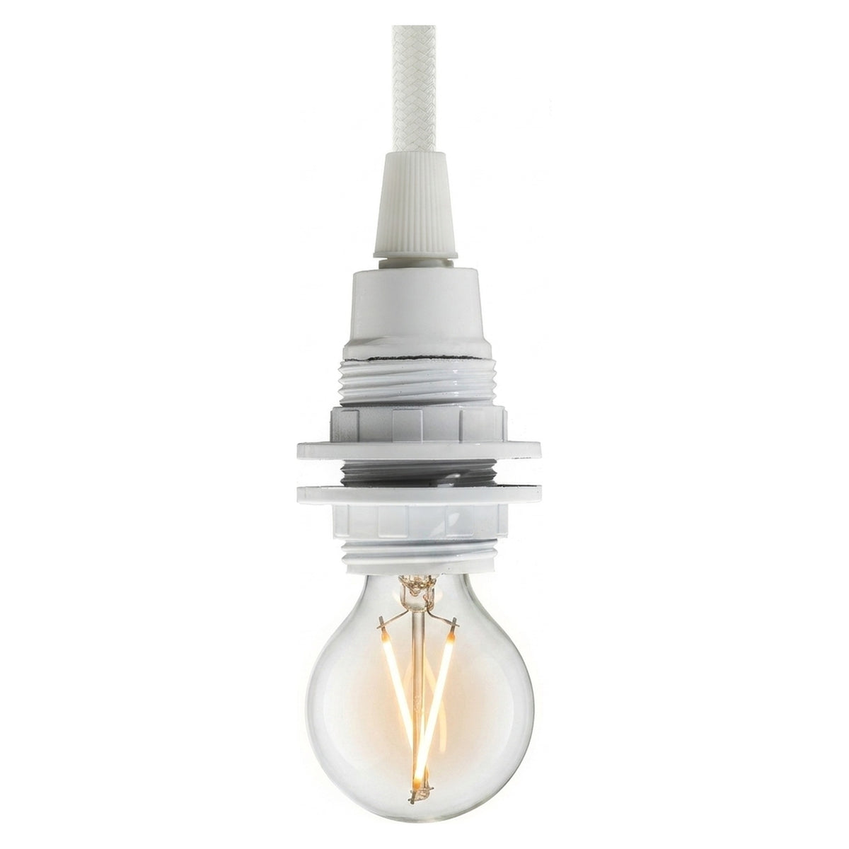 E14 bakelite socket with double ring — White
