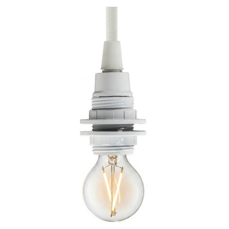 E14 bakelite socket with double ring — White