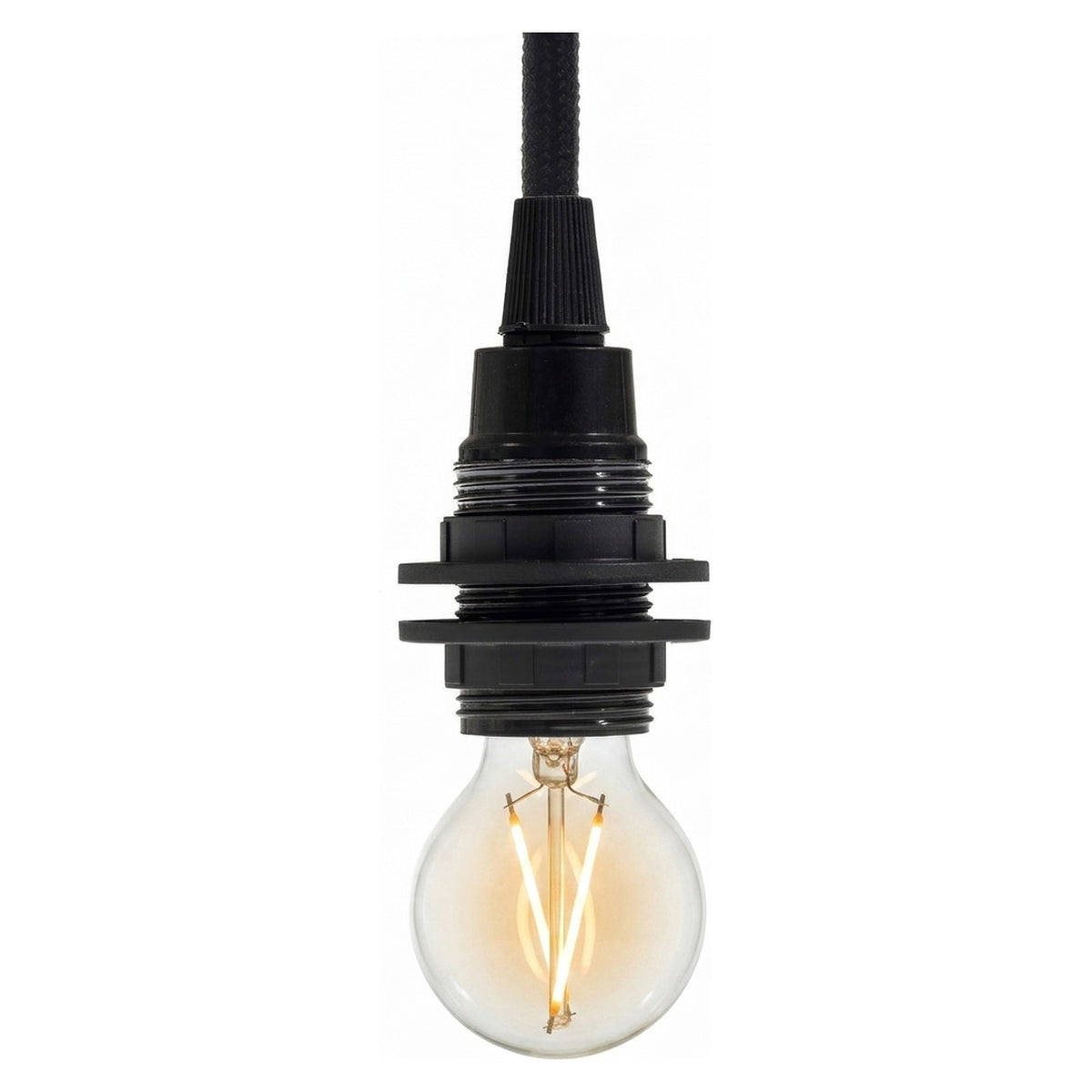 E14 bakelite socket with double ring — Black