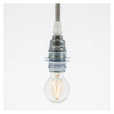 E14 metal socket with double ring for lampshade — Conical plastic / Silver