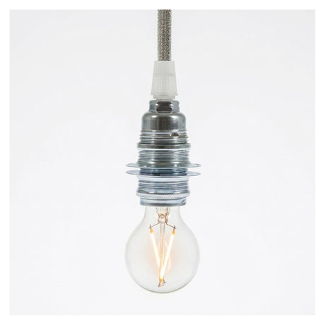 E14 metal socket with double ring for lampshade — Conical plastic / Silver