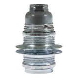 E14 metal socket with double ring for lampshade — Conical plastic / Silver
